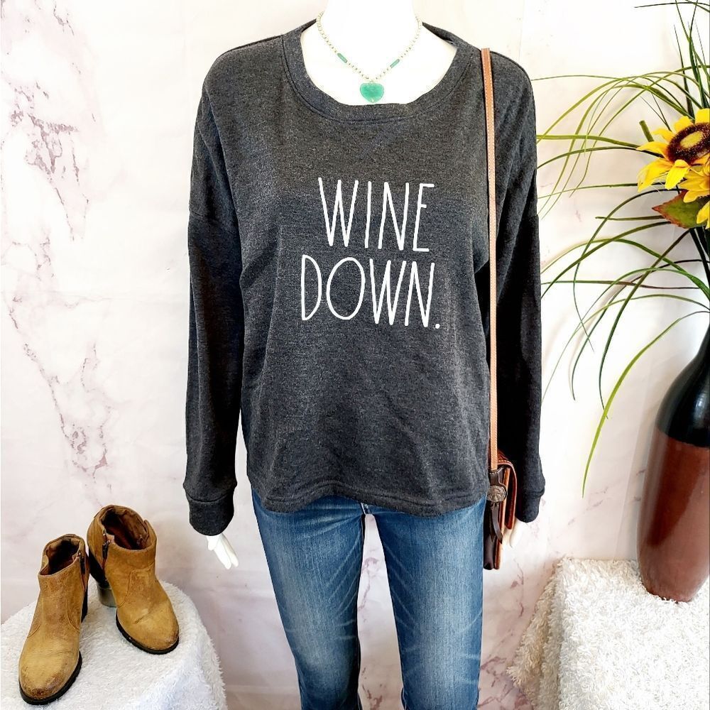 Rae Dunn incredibly soft inside sweater "Wine Down"